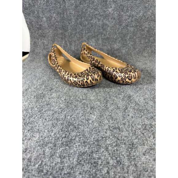 Crocs Women's 11W Leopard Print Flats Slip-On Comfort Shoes Casual - Picture 7 of 16